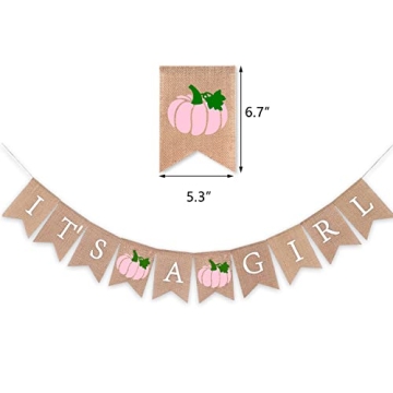 Gankbite Pumpkin It's A Girl Burlap Banner for Baby Shower