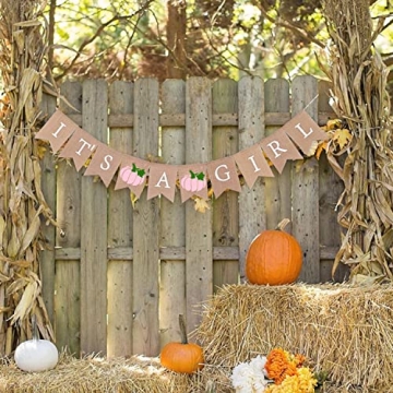 Gankbite Pumpkin It's A Girl Burlap Banner for Baby Shower