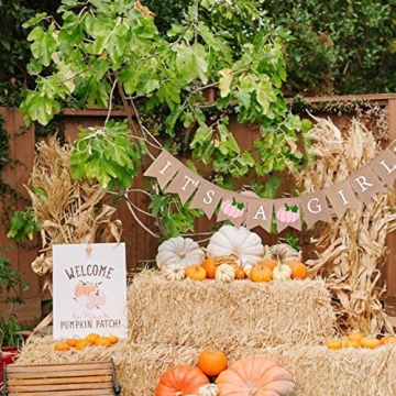 Gankbite Pumpkin It's A Girl Burlap Banner for Baby Shower