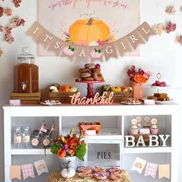 Gankbite Pumpkin It's A Girl Burlap Banner for Baby Shower