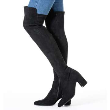 N.N.G Women Over the Knee Black Boots - Low Heel Comfort