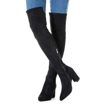 N.N.G Women Over the Knee Black Boots - Low Heel Comfort