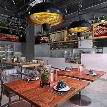 Hanging Patio Heater - Indoor/Outdoor Electric Infrared with 3 Adjustable Heating Modes 600W/900W/15...