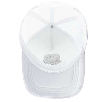 GNAHZNUXNAIX White Happy Face Hat - Take It Easy Trucker Foam Mesh Embroidered Hats for Men