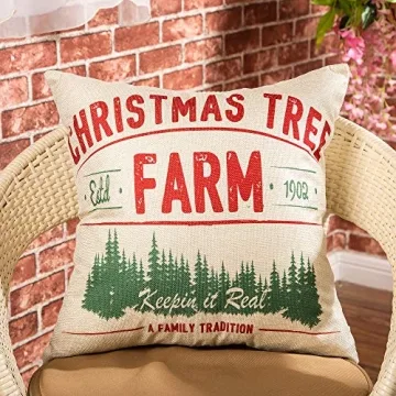 Fjfz Rustic Christmas Throw Pillow Cover for Cozy Decor