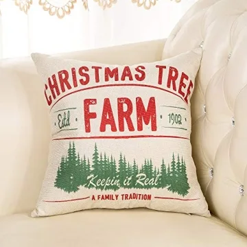 Fjfz Rustic Christmas Throw Pillow Cover for Cozy Decor