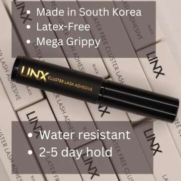 LINX Lash Glue Segmented DIY False Eyelash Cluster Adhesive Latex-Free Mirco Mascara Wand (Black)