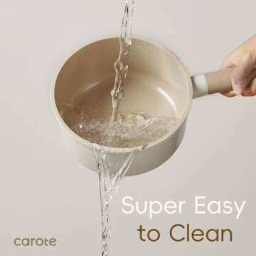 CAROTE 2QT+4QT Ceramic Saucepan Set with Lid, Nonstick Sauce Pans, Dishwasher Safe, Large Kitchen Pots Non-stick Cooking Pot Sauce Pan Set with 4 pcs for Kitchen, Induction Pot, PFOA Free