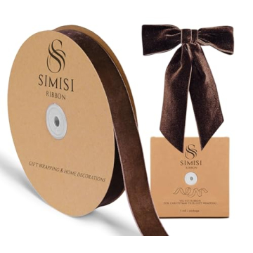 Brown Velvet Ribbon 1'' Wide for Crafting and Gift Wrapping