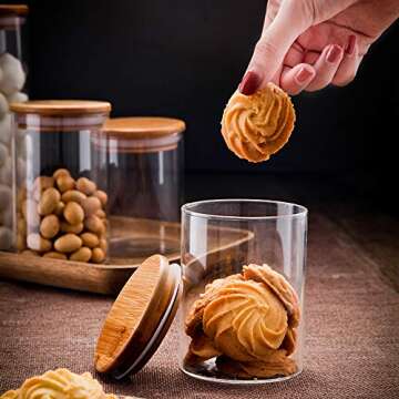 Danmu 3Pcs Glass Storage Jars Set with Bamboo Lids