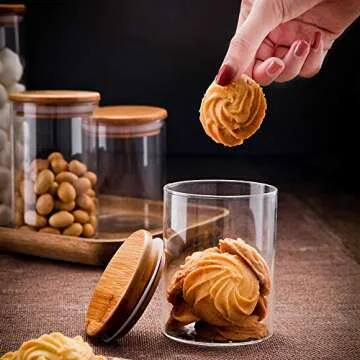Danmu 3Pcs Glass Storage Jars Set with Bamboo Lids