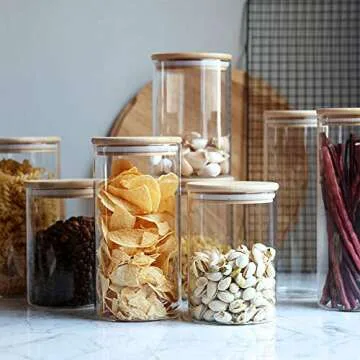Danmu 3Pcs Glass Storage Jars Set with Bamboo Lids