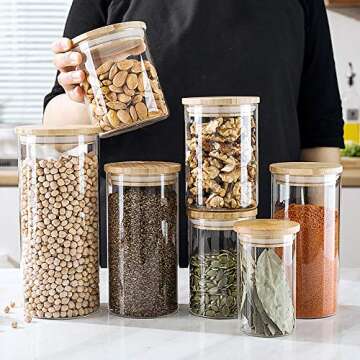 Danmu 3Pcs Glass Storage Jars Set with Bamboo Lids