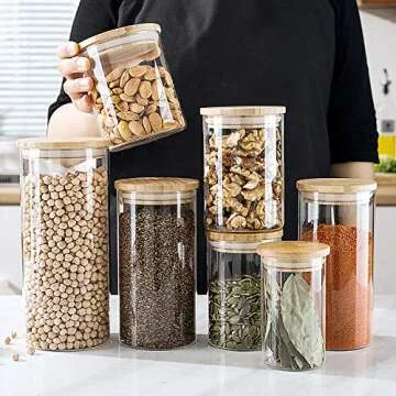 Danmu 3Pcs Glass Storage Jars Set with Bamboo Lids