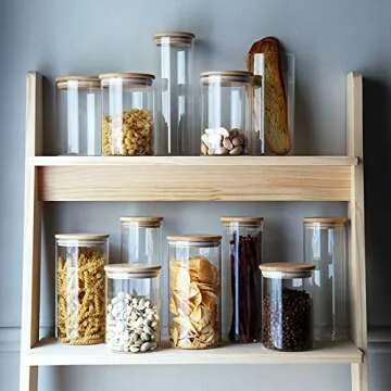 Danmu 3Pcs Glass Storage Jars Set with Bamboo Lids