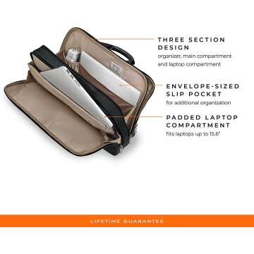 Briggs & Riley Work Briefcase in Black Medium Size
