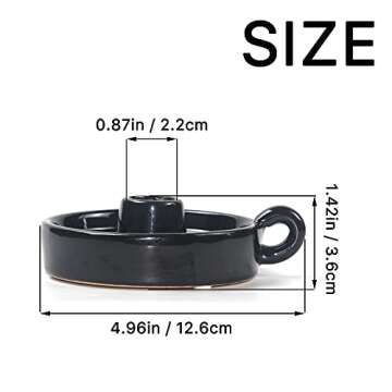 Kendiis Ceramic Candle Holder, Candlestick Holders with Handle, Candle Holders Rustic Farmhouse Decor for Home, Kitchen, Wedding, Party, Anniversary, Housewarming (Black)