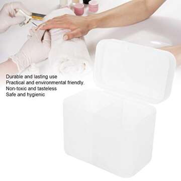 2 Grids Nail Storage Box Nail Polish Remover Pad Storage Container Cosmetic Storage Box Organizer Holder Cotton Film Box for Nail Tools, Cosmetics And Crafts Storage Boxes(Transparent)