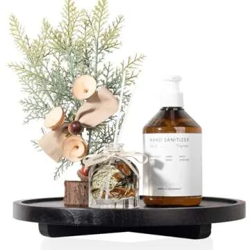 Round Decorative Tray - Farmhouse Kitchen & Bathroom Organizer