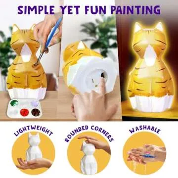 Goodyking Paint Your Own Cat Lamp Kit, DIY Cat Crafts Night Light, Painting Kit Arts & Crafts for Kids Ages 8-12, Art Supplies Birthday Easter Party Holiday Gift for Teens Girls Boys Age 3 4 5 6 7 8+