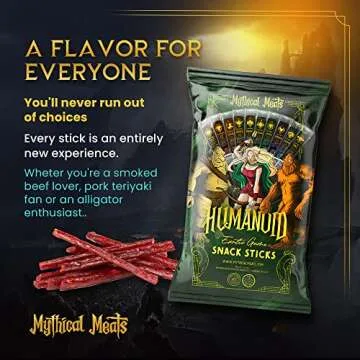 Mythical Meats Humanoid Exotic Game & Beef Sticks - Individually Wrapped Beef Jerky Sticks - Keto Fr...