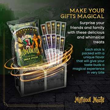 Mythical Meats Humanoid Exotic Game & Beef Sticks - Individually Wrapped Beef Jerky Sticks - Keto Friendly High Protein Meat Snack for Adults and Kids - Variety Pack of 10 Meat Sticks