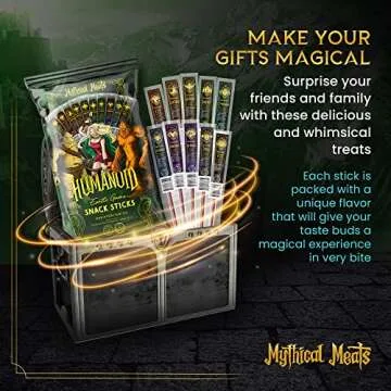 Mythical Meats Humanoid Exotic Game & Beef Sticks - Individually Wrapped Beef Jerky Sticks - Keto Friendly High Protein Meat Snack for Adults and Kids - Variety Pack of 10 Meat Sticks