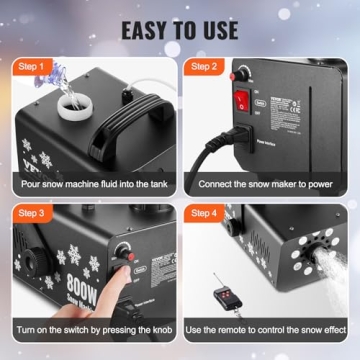 VEVOR Snow Machine with RGB Lights & High Output