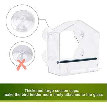Window Bird Feeder with Strong Suction Cups & Removable Tray