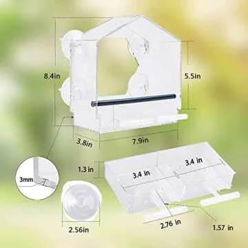 Window Bird Feeder with Strong Suction Cups & Removable Tray