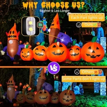 Halloween Inflatable Pumpkin Gnomes with Lights