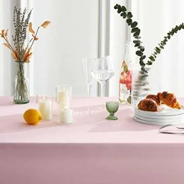 MYSKY HOME Pink Tablecloth Table Cloth Rectangle Table - 60 x 84 Inch for 4 Foot Tables Washable Polyester Fabric Decoration for Partie, Buffet Table, Holiday Dinner, Wedding