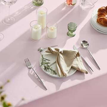 MYSKY HOME Pink Tablecloth Table Cloth Rectangle Table - 60 x 84 Inch for 4 Foot Tables Washable Polyester Fabric Decoration for Partie, Buffet Table, Holiday Dinner, Wedding