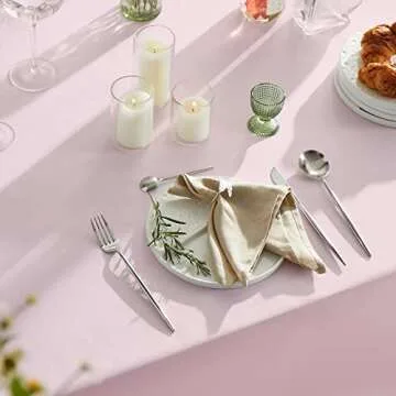 MYSKY HOME Pink Tablecloth Table Cloth Rectangle Table - 60 x 84 Inch for 4 Foot Tables Washable Polyester Fabric Decoration for Partie, Buffet Table, Holiday Dinner, Wedding