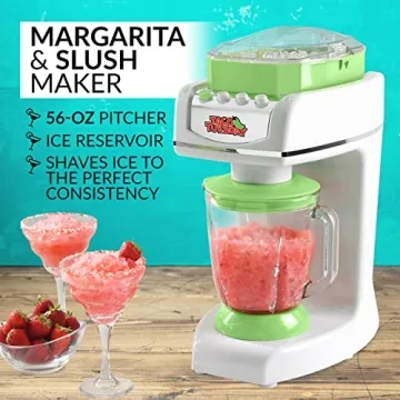 Nostalgia Taco Tuesday Margarita Machine - 56 Ounce Blender for Smoothies, Margaritas, Daiquiris, and Slushies - White/Lime Green