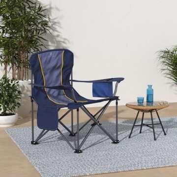 ALPHA CAMP Oversized Camping Folding Chair Heavy Duty with Cooler Bag Support 450 LBS Steel Frame Co...