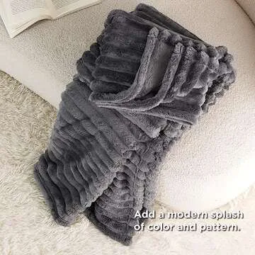 Bedsure Grey Fleece Blanket for Couch - Super Soft Cozy Blankets for Women, Cute Small Throws for Girls, 50x70 Inches