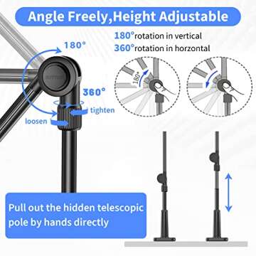 UHIKY 4.6"-11" Phone & Tablet Bed Holder with Wireless Remote,gooseneck Cellphone Stand,Flexible Overhead Mount clamp Clip for Desk Bedside headboard, Recording Filming, for iPhone/iPad/Tablet/Kindle