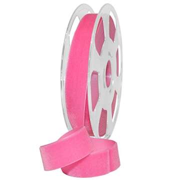 Morex Ribbon Nylvalour Velvet Ribbon, 100% Nylon, 7/8 inch x 11 Yards, Shocking Pink, Item 01225/10-...