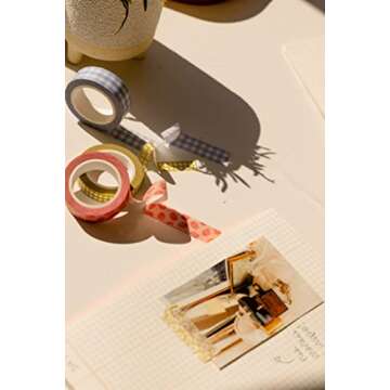 DesignWorks Ink Set of 3 Themed Washi Tapes - Retro Utilitarian Grid with Day of The Week, Days of The Month Decorative Tape for Scrapbooking, Journals, More - 10 Yards Per Roll