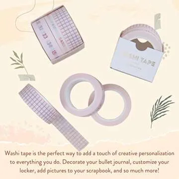 DesignWorks Ink Set of 3 Themed Washi Tapes - Retro Utilitarian Grid with Day of The Week, Days of The Month Decorative Tape for Scrapbooking, Journals, More - 10 Yards Per Roll