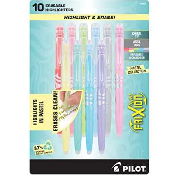 PILOT FriXion Pastel Collection Erasable Highlighters, Chisel Tip, Assorted Color Inks