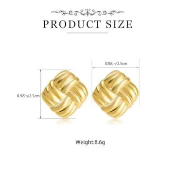 Dckazz Chunky Gold Square Earrings Vintage Earrings for Women Big Square Earrings Statement Geometric Stud Jewelry Stainless Steel