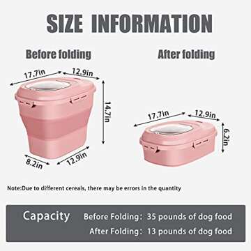 Collapsible Dog Food Storage Container, 30 Lb Pet Cat Pantry Plastic Large Containers Bin with Wheel...