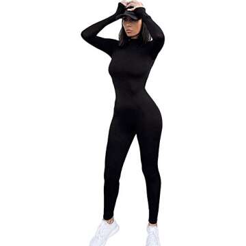 LuFeng Women's Sexy Sleeveless Zipper Bodycon Party Club Long Rompers Jumpsuit (S, A-Black)