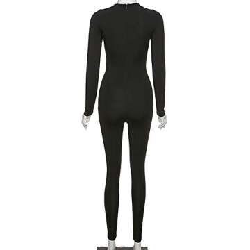 LuFeng Women's Sexy Sleeveless Zipper Bodycon Party Club Long Rompers Jumpsuit (S, A-Black)