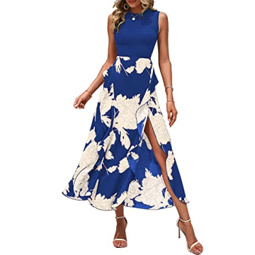 BTFBM Women Casual Sleeveless Summer Dresses 2025 Spring Crewneck Patchwork Boho Floral Ruffle Cockt...