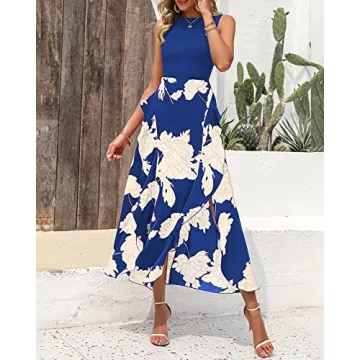 BTFBM Women Casual Summer Dress with Floral Ruffles
