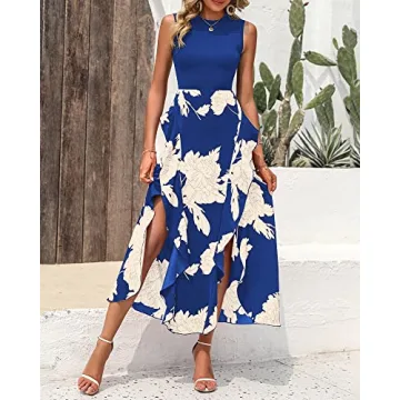 BTFBM Women Casual Summer Dress with Floral Ruffles