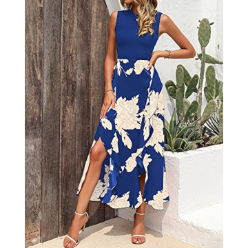 BTFBM Women Casual Summer Dress with Floral Ruffles